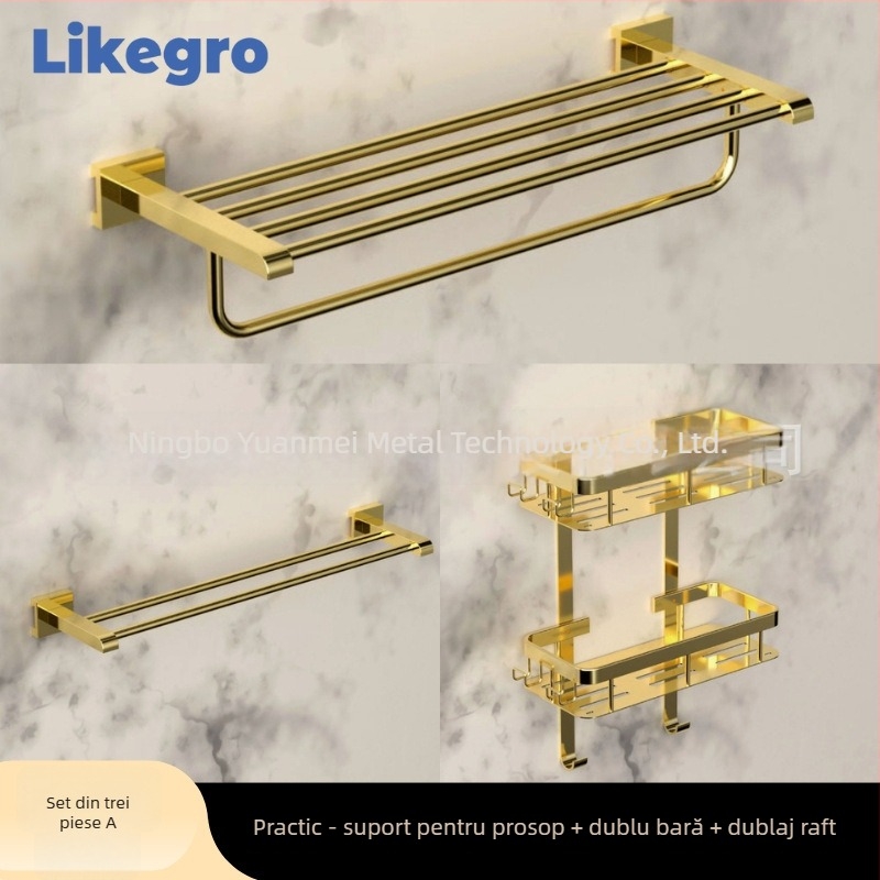 Suport pentru prosoape din aluminiu, set montat pe perete pentru baie de la Lanke — lux accesibil, seturi de 2 până la 6 piese