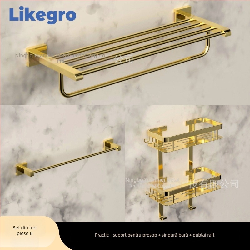 Suport pentru prosoape din aluminiu, set montat pe perete pentru baie de la Lanke — lux accesibil, seturi de 2 până la 6 piese