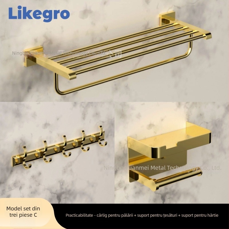 Suport pentru prosoape din aluminiu, set montat pe perete pentru baie de la Lanke — lux accesibil, seturi de 2 până la 6 piese