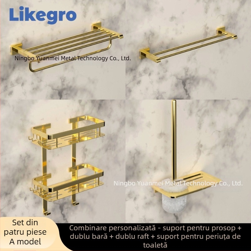 Suport pentru prosoape din aluminiu, set montat pe perete pentru baie de la Lanke — lux accesibil, seturi de 2 până la 6 piese