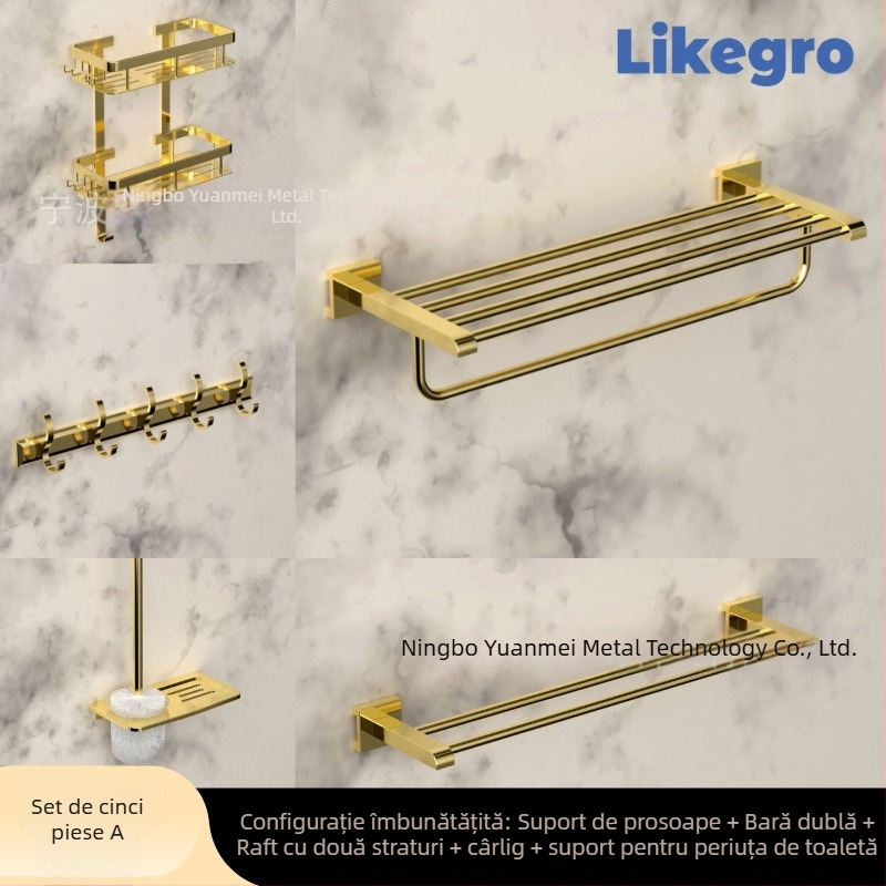 Suport pentru prosoape din aluminiu, set montat pe perete pentru baie de la Lanke — lux accesibil, seturi de 2 până la 6 piese