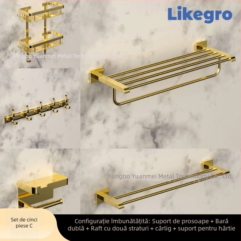 Suport pentru prosoape din aluminiu, set montat pe perete pentru baie de la Lanke — lux accesibil, seturi de 2 până la 6 piese