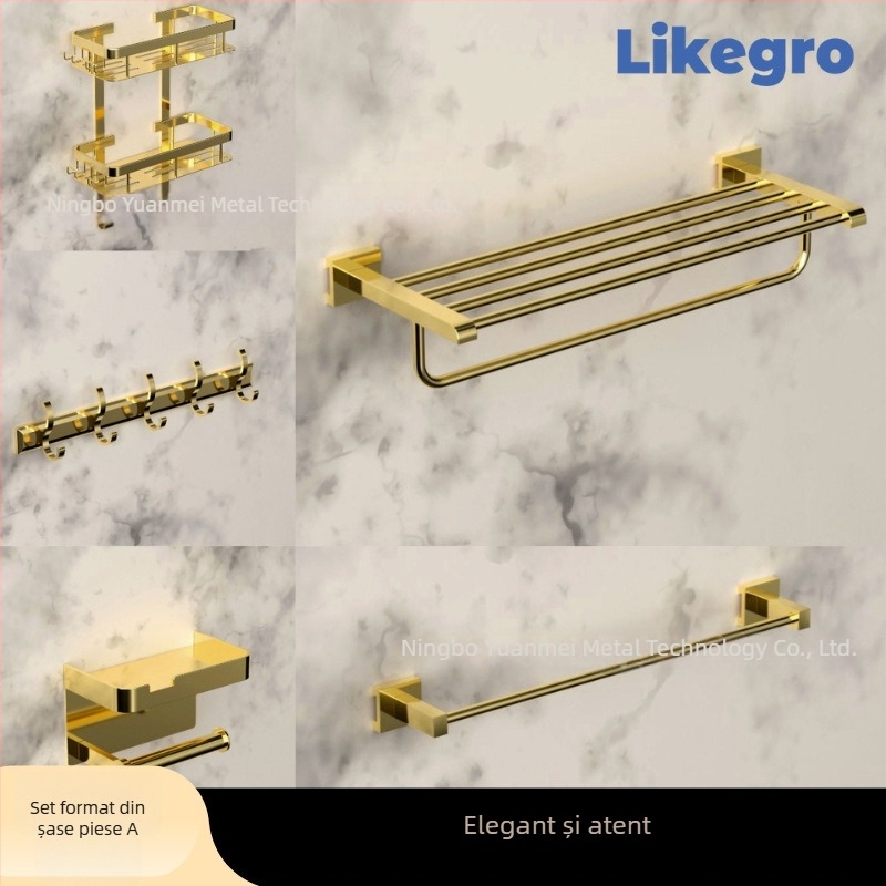 Suport pentru prosoape din aluminiu, set montat pe perete pentru baie de la Lanke — lux accesibil, seturi de 2 până la 6 piese