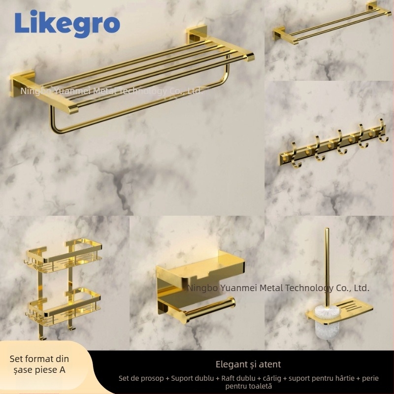 Suport pentru prosoape din aluminiu, set montat pe perete pentru baie de la Lanke — lux accesibil, seturi de 2 până la 6 piese