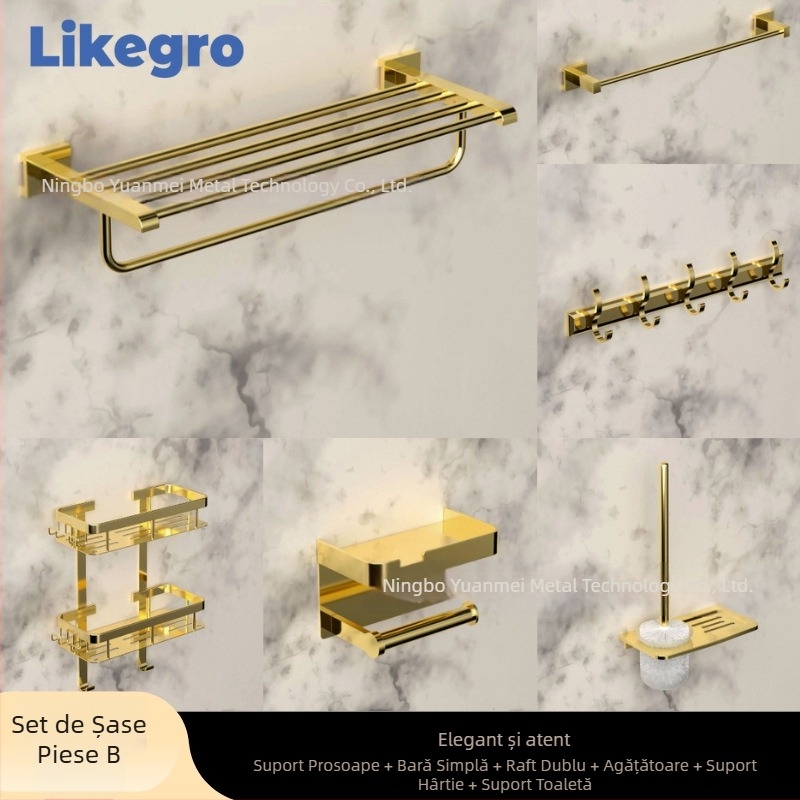 Suport pentru prosoape din aluminiu, set montat pe perete pentru baie de la Lanke — lux accesibil, seturi de 2 până la 6 piese