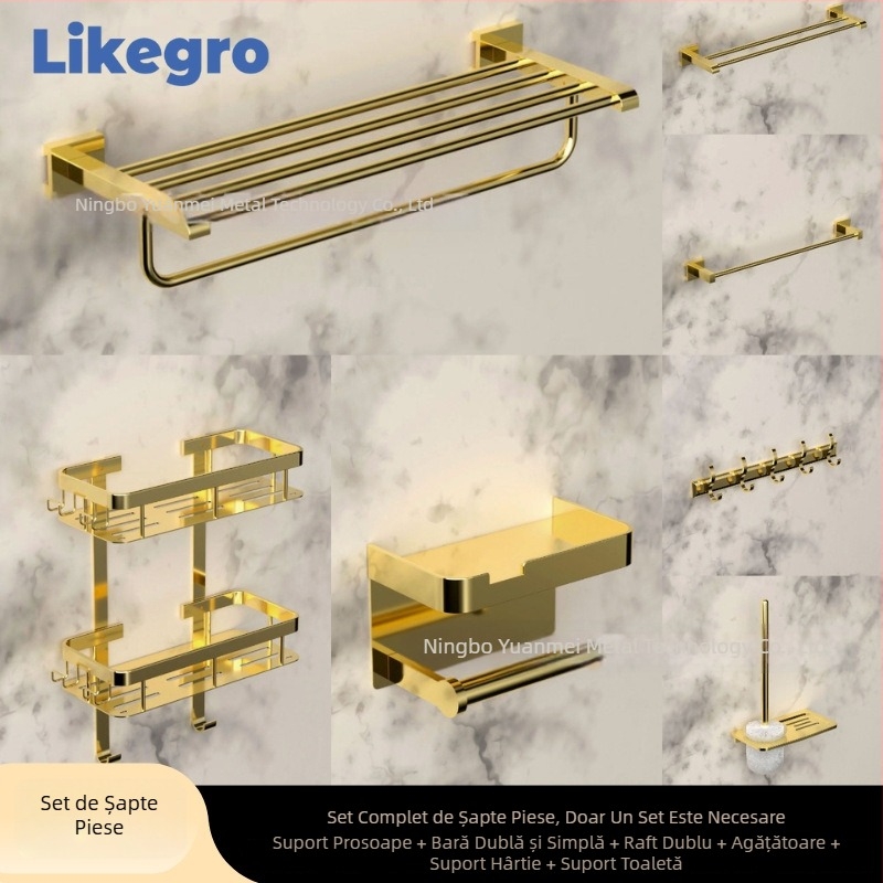 Suport pentru prosoape din aluminiu, set montat pe perete pentru baie de la Lanke — lux accesibil, seturi de 2 până la 6 piese