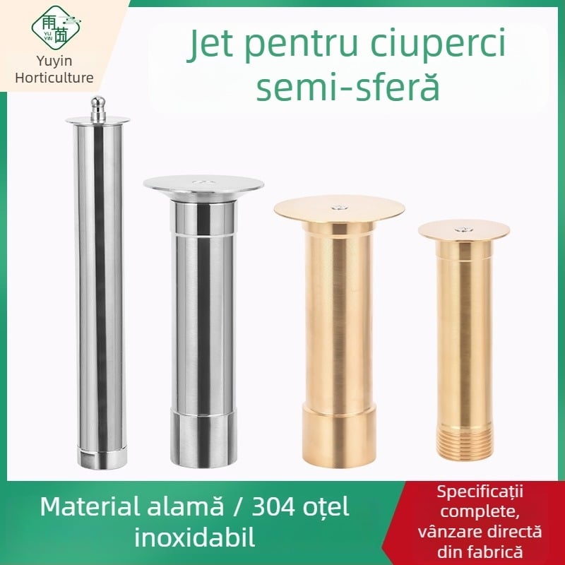 Cap de sprinkler pentru fântână – Hemisferă de ciupercă reglabilă, din cupru și oțel inox, jet pe perete, pentru grădină și peisaj (Cod 0200)