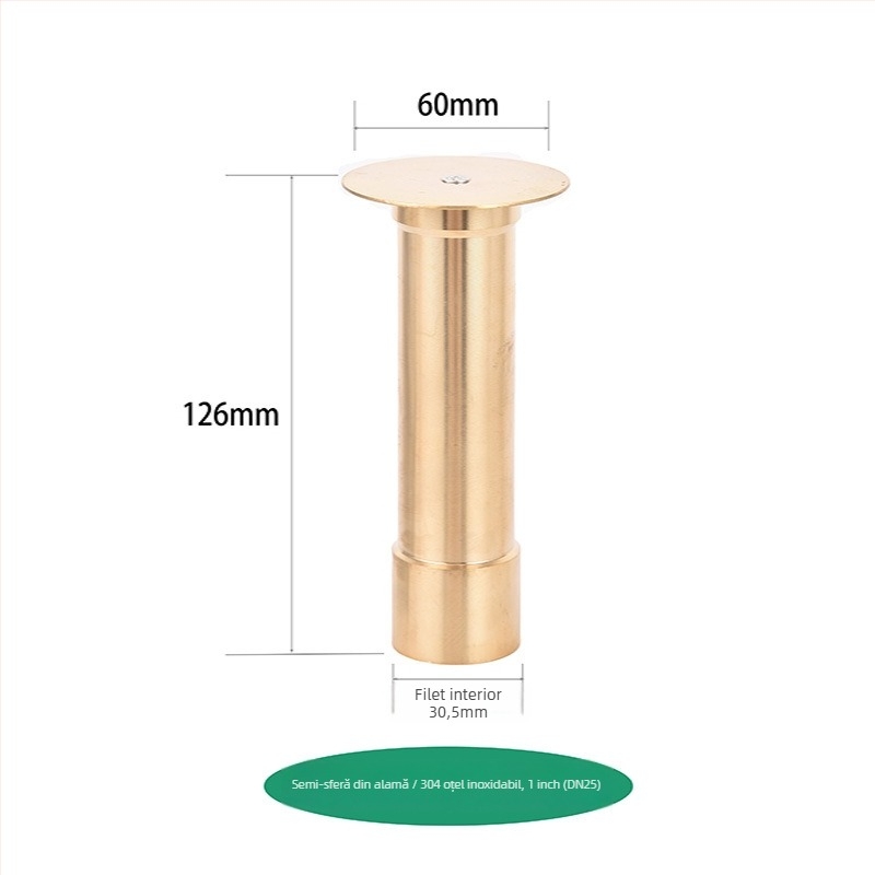 Cap de sprinkler pentru fântână – Hemisferă de ciupercă reglabilă, din cupru și oțel inox, jet pe perete, pentru grădină și peisaj (Cod 0200)