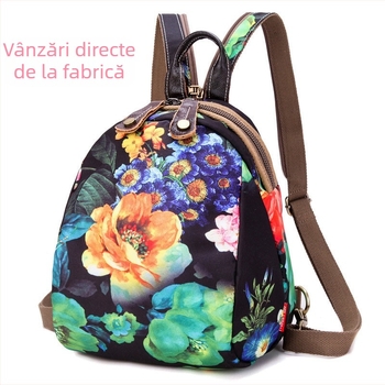 Olandian Geantă mică pentru femei din pânză Oxford — geantă crossbody cu fermoar, buzunar pentru telefon și ID, stil literar-artist național