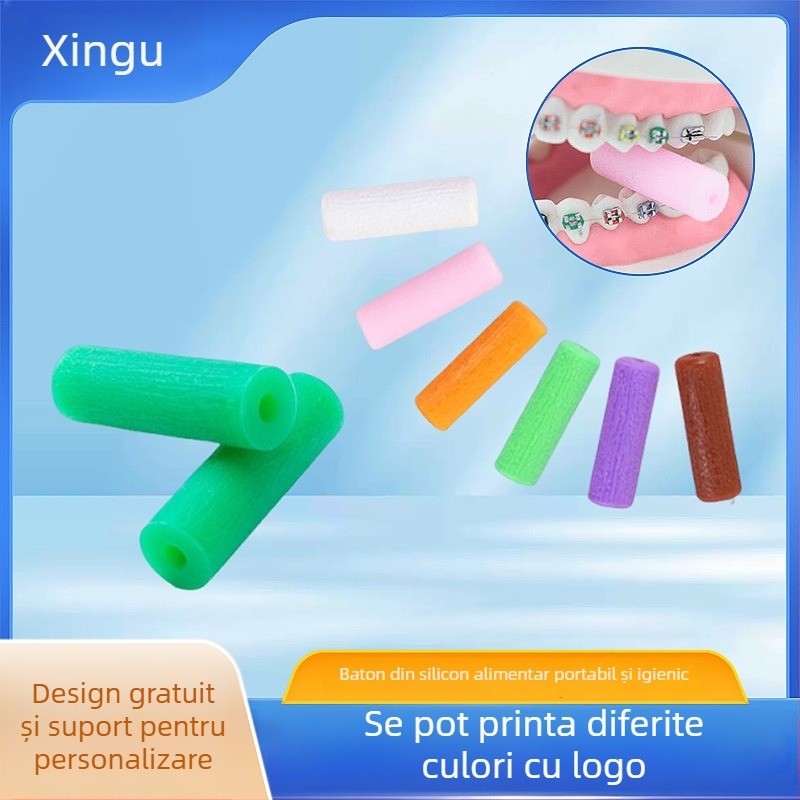 Teether ortodontic din silicon alimentar, mâner gol, pentru adulți, aromă fructată, pachet de 1000 bucăți