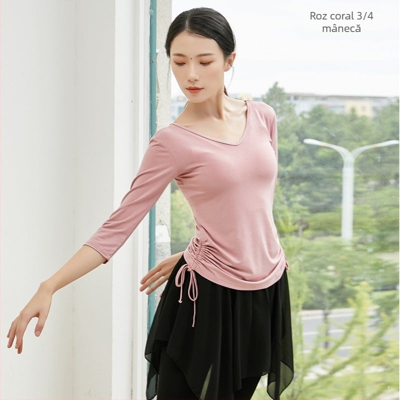 Top feminin pentru dans modern, bluză de antrenament, material modal-viscoză, pentru dansuri latino și etnice