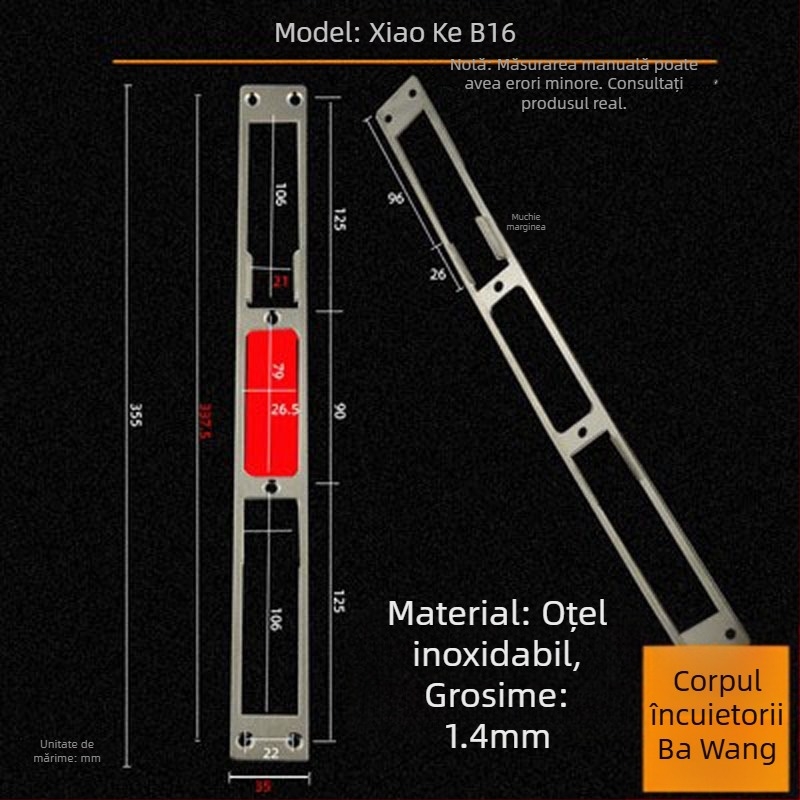 Andamia B05 corp de încuietoare, oțel inoxidabil, stil modern minimalist, potrivit pentru uși de securitate, uși din lemn și porți de vilă