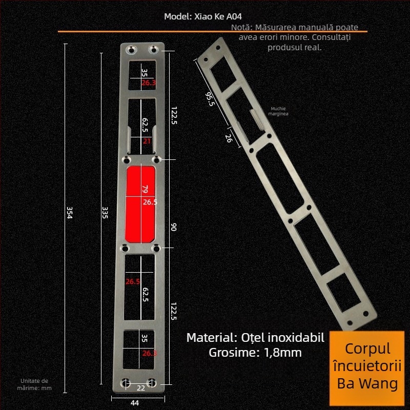 Andamia B05 corp de încuietoare, oțel inoxidabil, stil modern minimalist, potrivit pentru uși de securitate, uși din lemn și porți de vilă