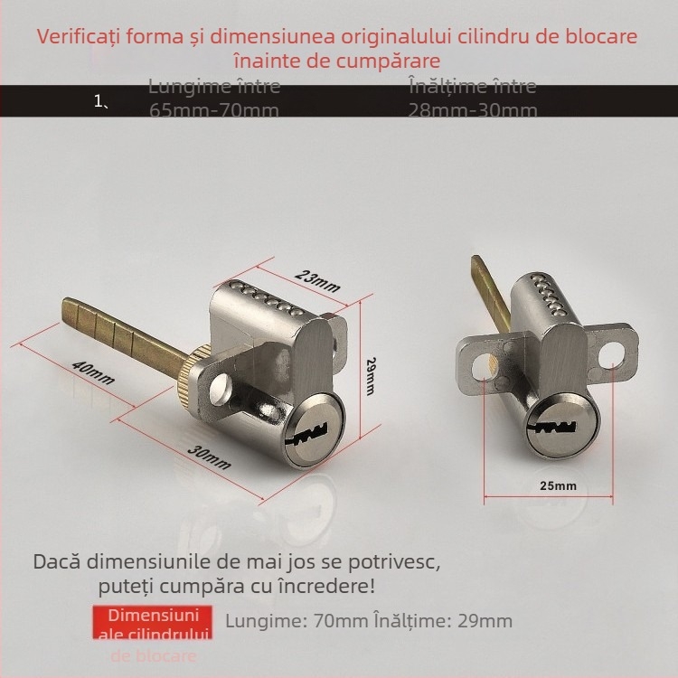 Cilindru de încuietor pentru uși interioare din lemn — material: aliaj zinc- aluminiu, greutate 0,2 kg, stil modern minimalist