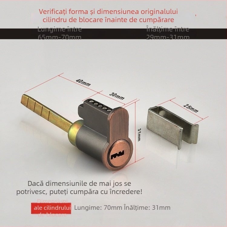 Cilindru de încuietor pentru uși interioare din lemn — material: aliaj zinc- aluminiu, greutate 0,2 kg, stil modern minimalist