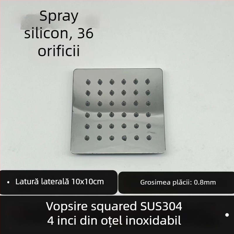 Cap de duș superior, oțel inoxidabil 304, Top Spray, funcție ploaie, filet universal pătrat