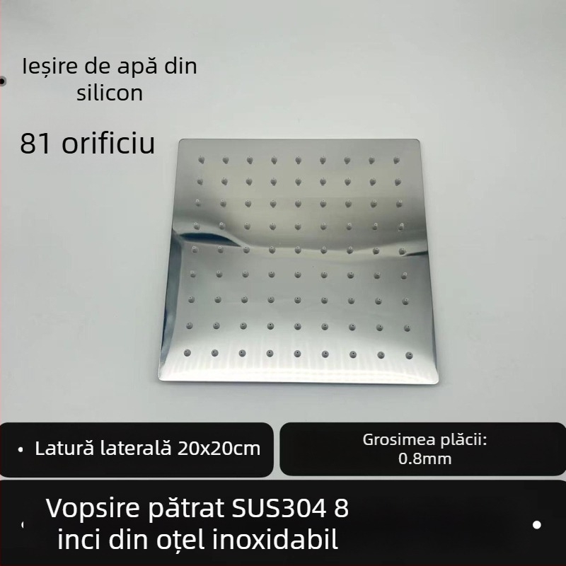 Cap de duș superior, oțel inoxidabil 304, Top Spray, funcție ploaie, filet universal pătrat