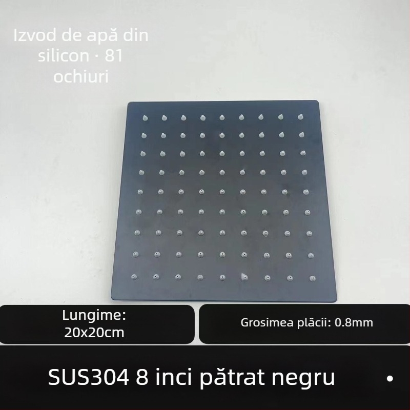 Cap de duș superior, oțel inoxidabil 304, Top Spray, funcție ploaie, filet universal pătrat
