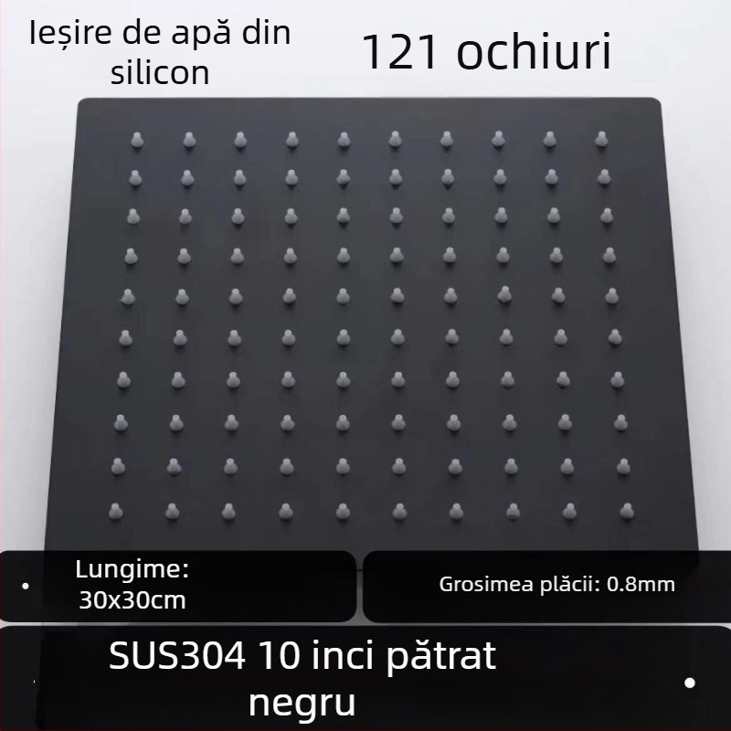 Cap de duș superior, oțel inoxidabil 304, Top Spray, funcție ploaie, filet universal pătrat
