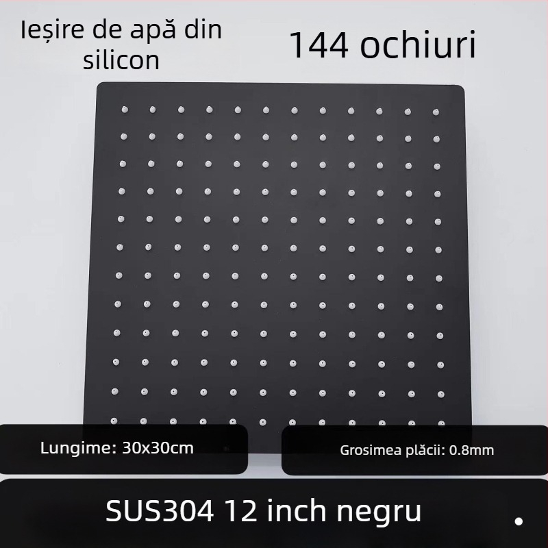 Cap de duș superior, oțel inoxidabil 304, Top Spray, funcție ploaie, filet universal pătrat