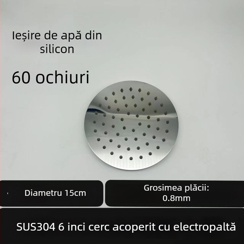 Cap de duș superior, oțel inoxidabil 304, Top Spray, funcție ploaie, filet universal pătrat