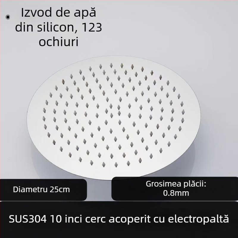 Cap de duș superior, oțel inoxidabil 304, Top Spray, funcție ploaie, filet universal pătrat
