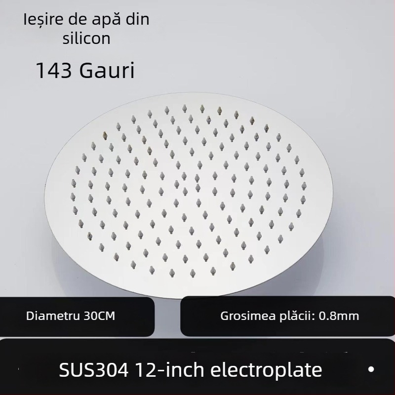 Cap de duș superior, oțel inoxidabil 304, Top Spray, funcție ploaie, filet universal pătrat