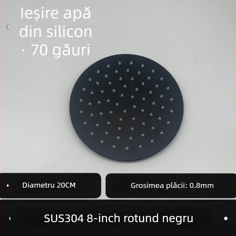 Cap de duș superior, oțel inoxidabil 304, Top Spray, funcție ploaie, filet universal pătrat