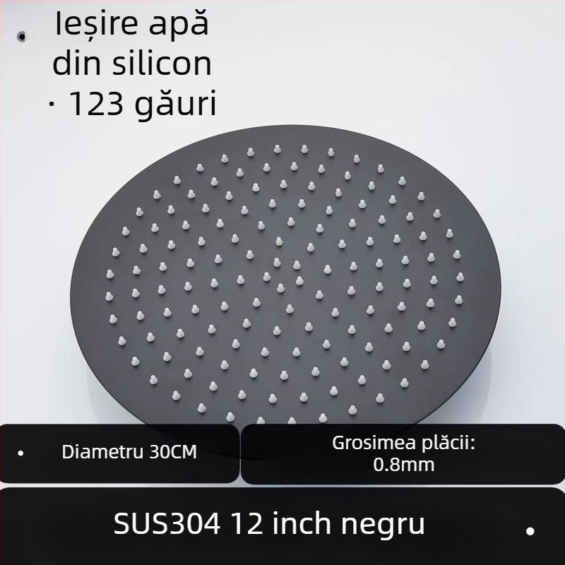 Cap de duș superior, oțel inoxidabil 304, Top Spray, funcție ploaie, filet universal pătrat