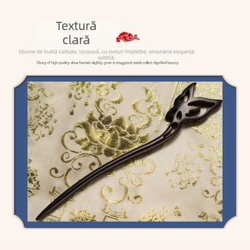 Accesoriu de păr din lemn cu motive florale, stil retro, făcut manual, potrivit pentru coafuri Hanfu