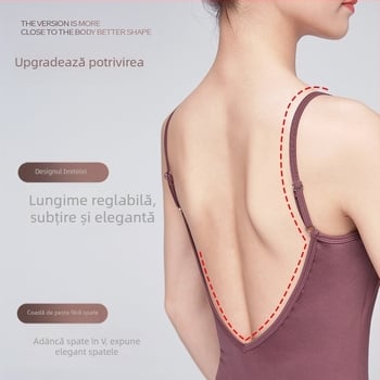 Leotard balet femei, material nailon 75%, căptușeală nailon 80%, bretele subțiri, costum de dans dintr-o piesă pentru adulți, ideal pentru antrenament de vară