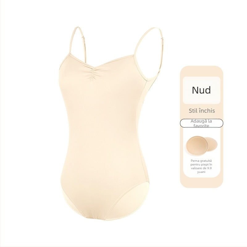 Leotard balet femei, material nailon 75%, căptușeală nailon 80%, bretele subțiri, costum de dans dintr-o piesă pentru adulți, ideal pentru antrenament de vară