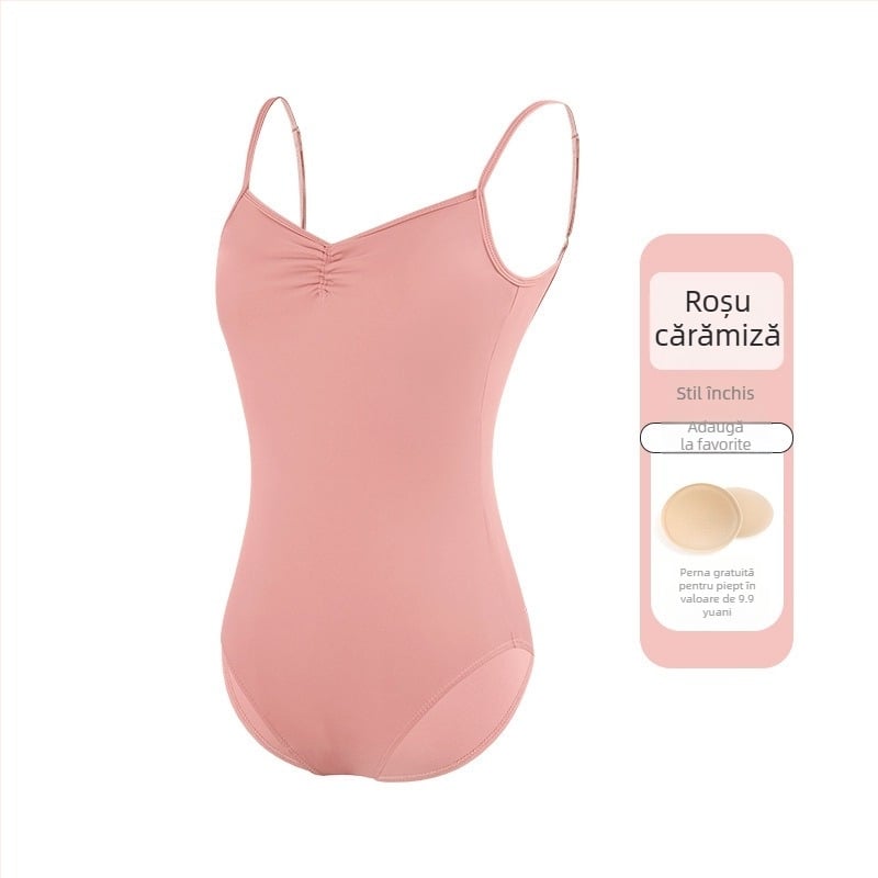 Leotard balet femei, material nailon 75%, căptușeală nailon 80%, bretele subțiri, costum de dans dintr-o piesă pentru adulți, ideal pentru antrenament de vară