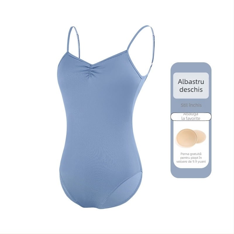 Leotard balet femei, material nailon 75%, căptușeală nailon 80%, bretele subțiri, costum de dans dintr-o piesă pentru adulți, ideal pentru antrenament de vară