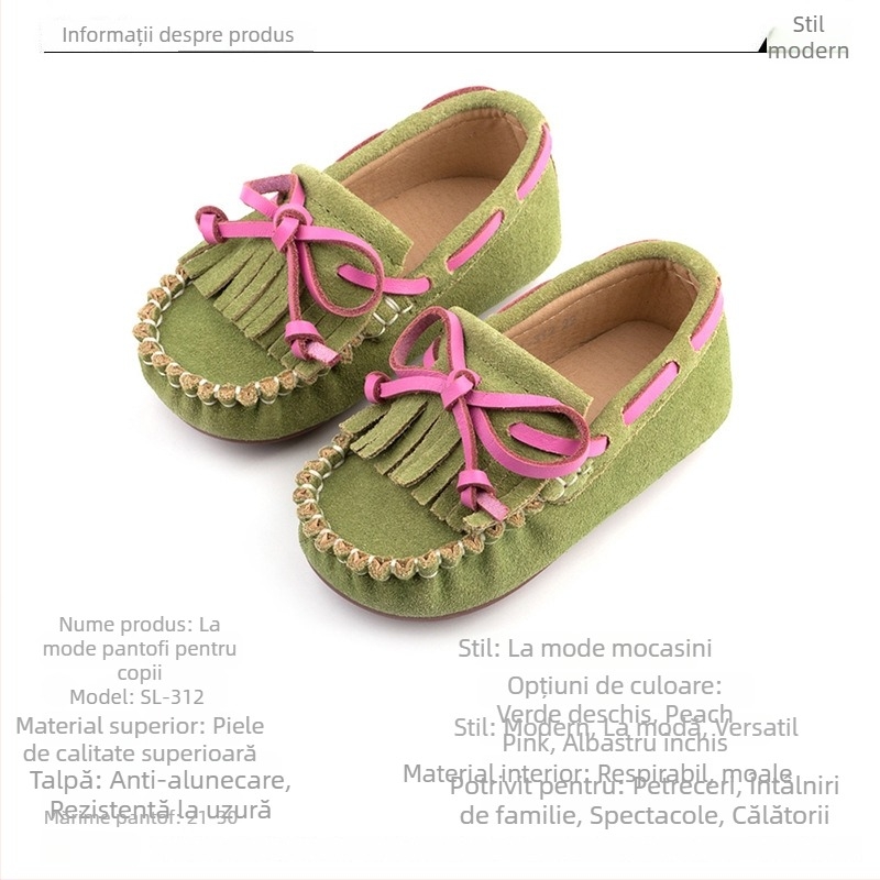 Loafers pentru fete, din piele naturală, talpă din cauciuc, vârf pătrat, stil britanic de prințesă