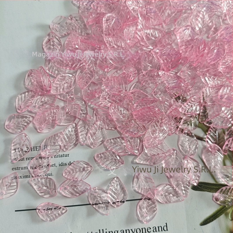 Accesorii - Mărgele acrilice în formă de pepene, cu model frunză, finisaj vopsit