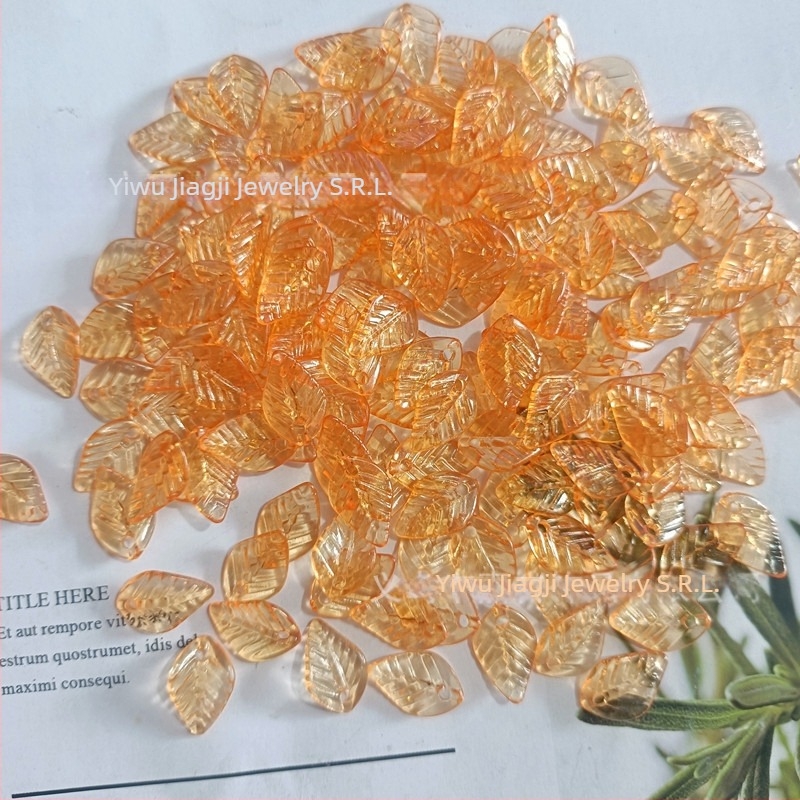 Accesorii - Mărgele acrilice în formă de pepene, cu model frunză, finisaj vopsit