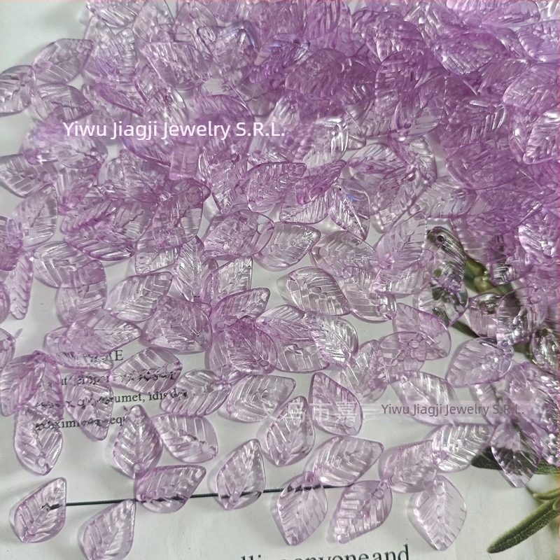 Accesorii - Mărgele acrilice în formă de pepene, cu model frunză, finisaj vopsit