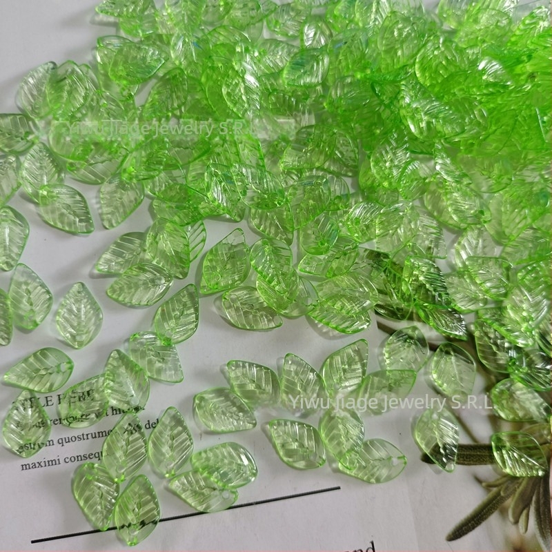 Accesorii - Mărgele acrilice în formă de pepene, cu model frunză, finisaj vopsit