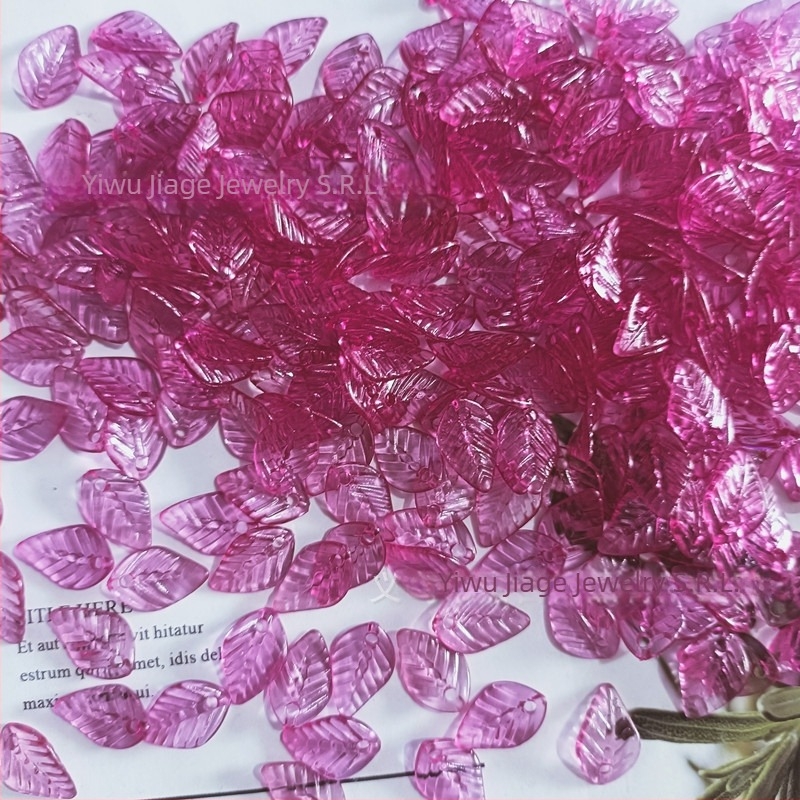 Accesorii - Mărgele acrilice în formă de pepene, cu model frunză, finisaj vopsit