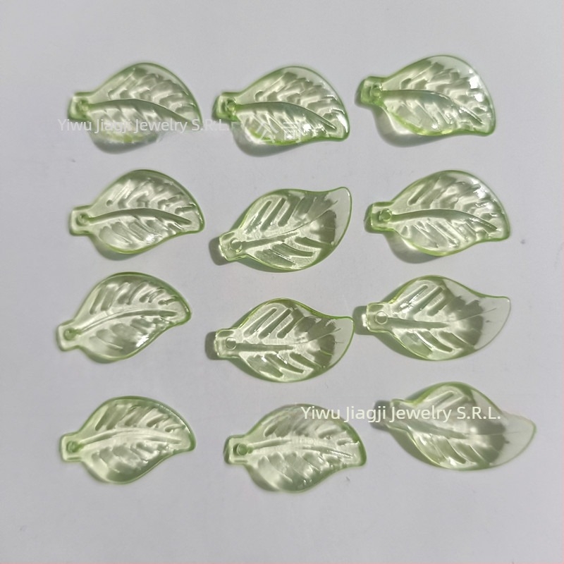 Accesorii - Mărgele acrilice în formă de pepene, cu model frunză, finisaj vopsit