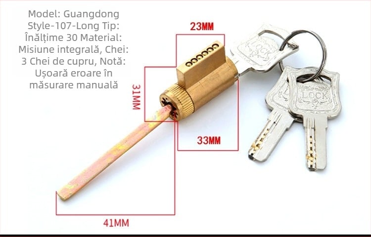 cilindru de încuire, cilindru electronic cu formă specială pentru ușile interioare și ușile de hotel, aliaj de zinc