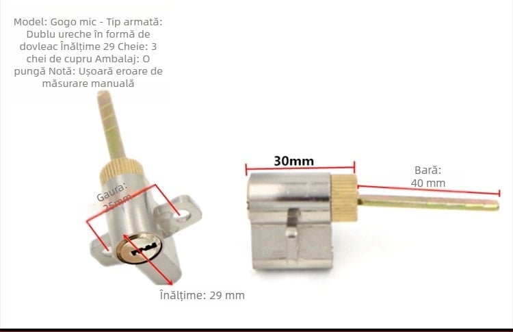 cilindru de încuire, cilindru electronic cu formă specială pentru ușile interioare și ușile de hotel, aliaj de zinc