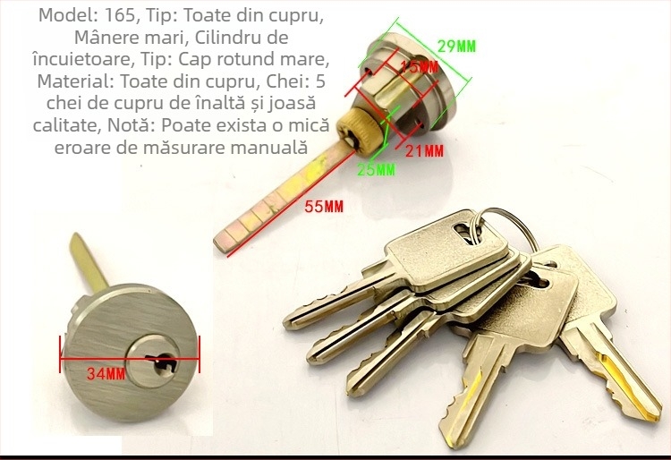 cilindru de încuire, cilindru electronic cu formă specială pentru ușile interioare și ușile de hotel, aliaj de zinc