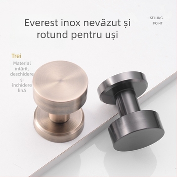 Încuietoare de ușă rotundă din oțel inoxidabil ascunsă - silențioasă, pentru uși din lemn, cu mâner pe o parte