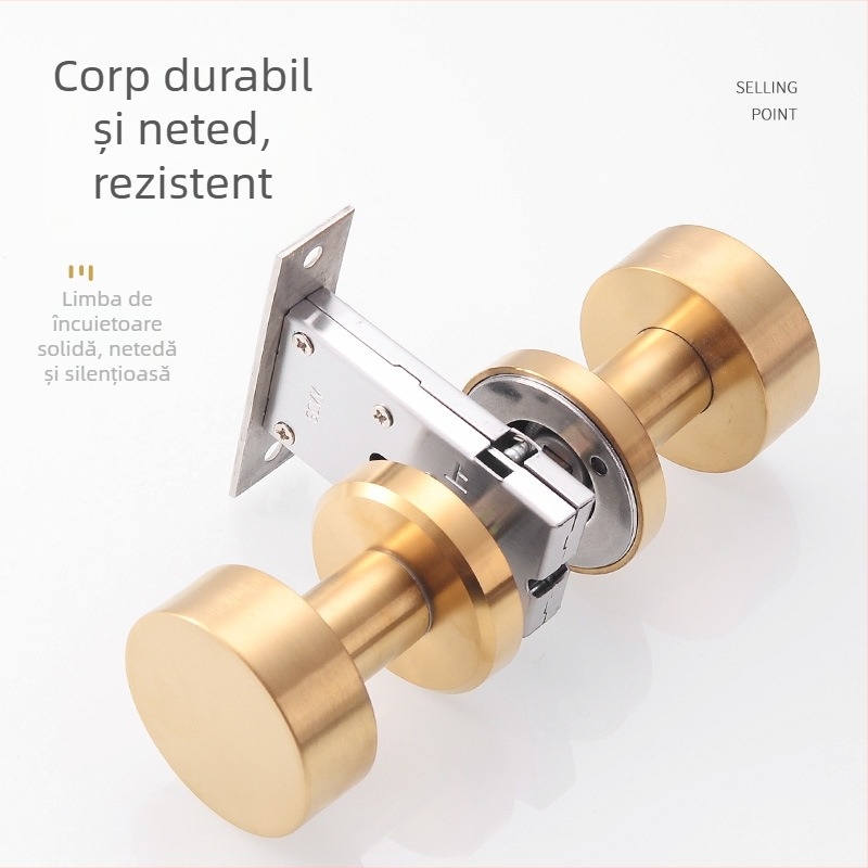Încuietoare de ușă rotundă din oțel inoxidabil ascunsă - silențioasă, pentru uși din lemn, cu mâner pe o parte