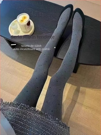 Colanți din nylon cu model buline în val, elasticitate ridicată, grosime medie