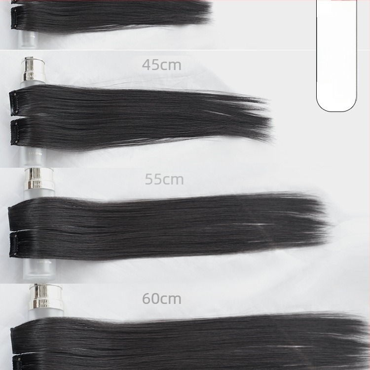 Fragment de perucă Yuxinde, păr drept, breton cu parcare medie, extensie ușoară cu clips pentru volum, fibre rezistente la temperaturi înalte