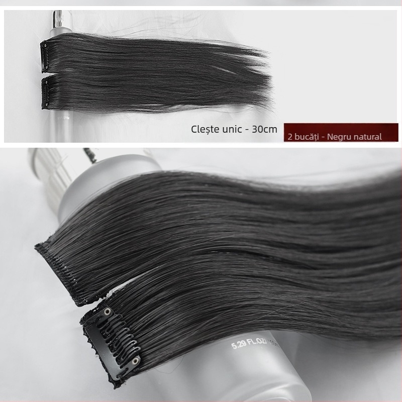 Fragment de perucă Yuxinde, păr drept, breton cu parcare medie, extensie ușoară cu clips pentru volum, fibre rezistente la temperaturi înalte