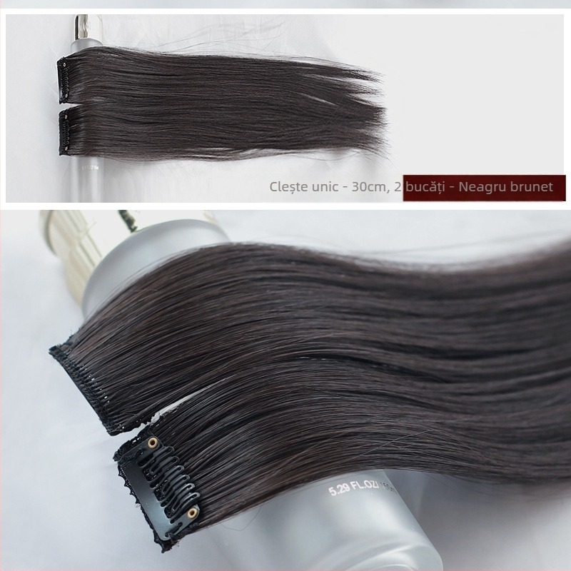 Fragment de perucă Yuxinde, păr drept, breton cu parcare medie, extensie ușoară cu clips pentru volum, fibre rezistente la temperaturi înalte